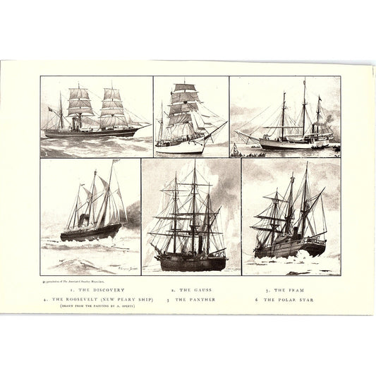 American Ships A. Operti Antique Art Engraving Print 6x9 V10