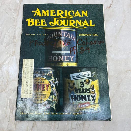 1993 Jan American Bee Journal Magazine Bees Beekeeping Honey M8