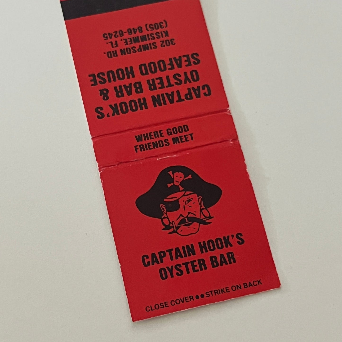Captain Hook's Oyster Bar Kissimmee FL Matchbook Cover MM5-9