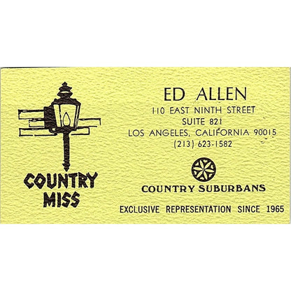 Ed Allen Country Miss Suburbans Los Angeles Vintage Business Card SE5-B4