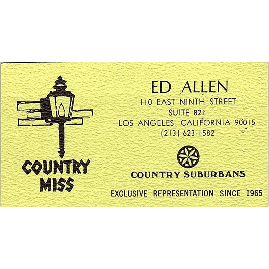 Ed Allen Country Miss Suburbans Los Angeles Vintage Business Card SE5-B4