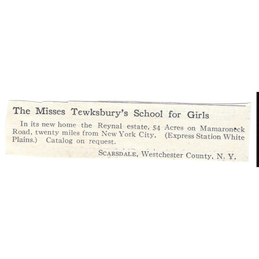 The Misses Tewksbury's School for Girls Scarsdale NY c1920 Harper’s Ad AG4-S1