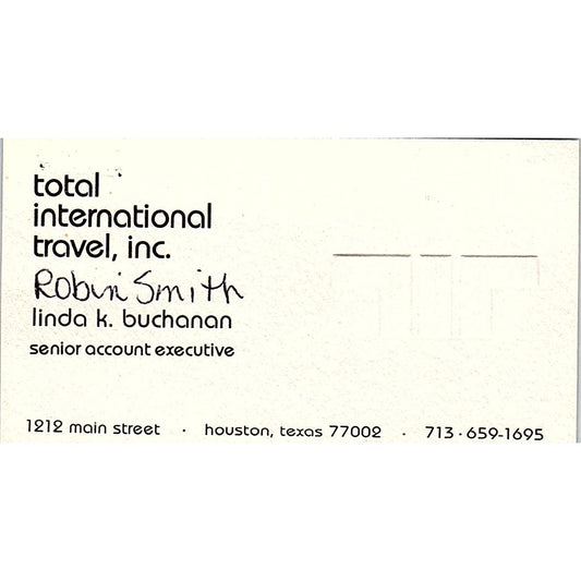 Total International Travel Linda K Buchanan Houston TX Business Card SB4-B7