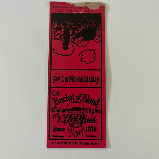 The Bucket of Blood V.L McBride Virginia City NV c1940 Matchbook Cover MM15-2
