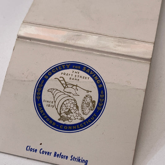 The Pratt Street Bank Hartford CT Vintage Matchbook Cover TB6-MB1-9