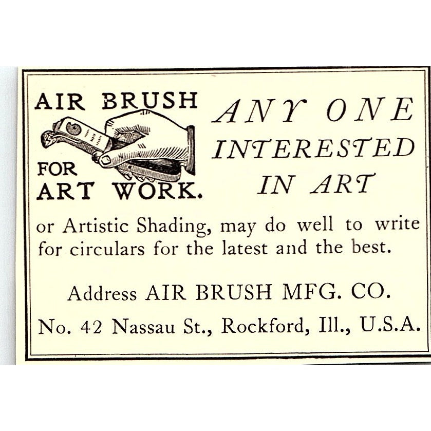 Air Brush Mfg Co Nassau St. Rockford IL - 1904 Ad AF5-1
