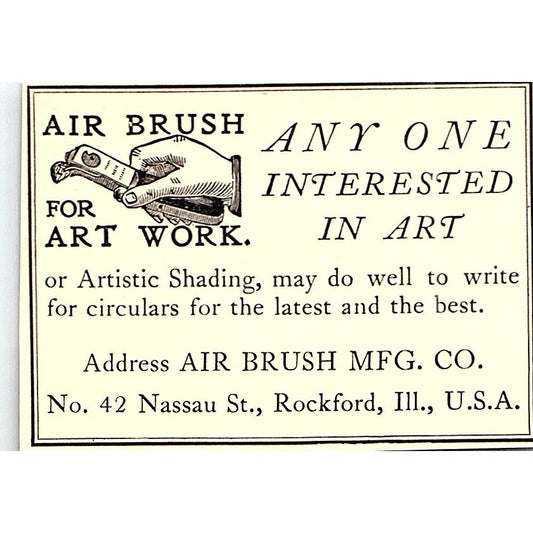 Air Brush Mfg Co Nassau St. Rockford IL - 1904 Ad AF5-1