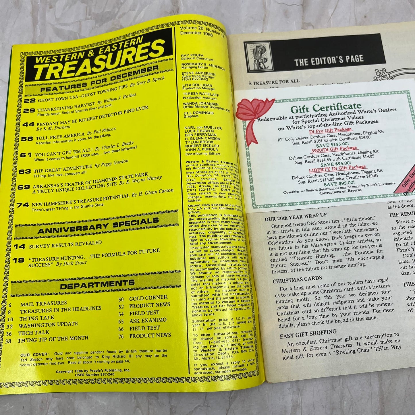 1986 Dec - Western & Eastern Treasures Magazine - Treasure Hunting Gold M12