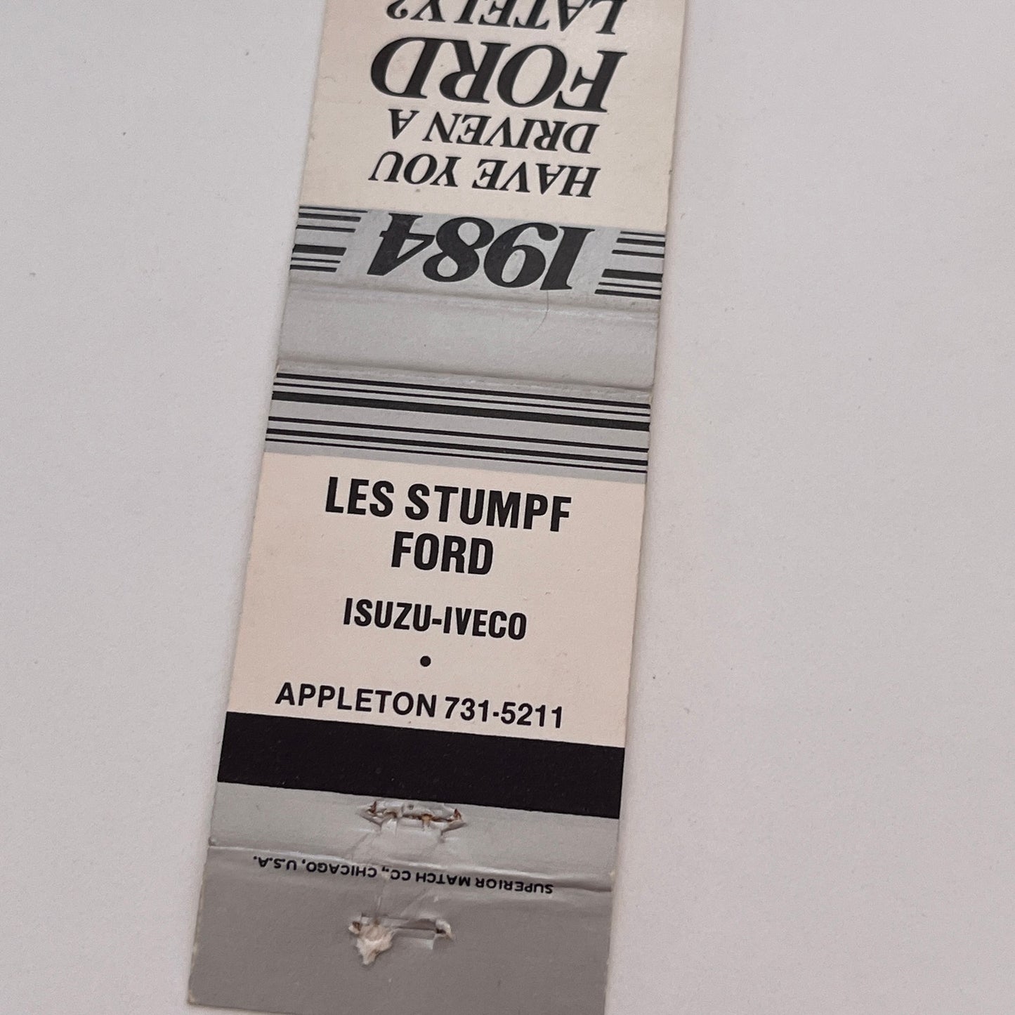 Les Stumpf Ford Isuzu Iveco Appleton WI Vintage Matchbook Cover MB59-2