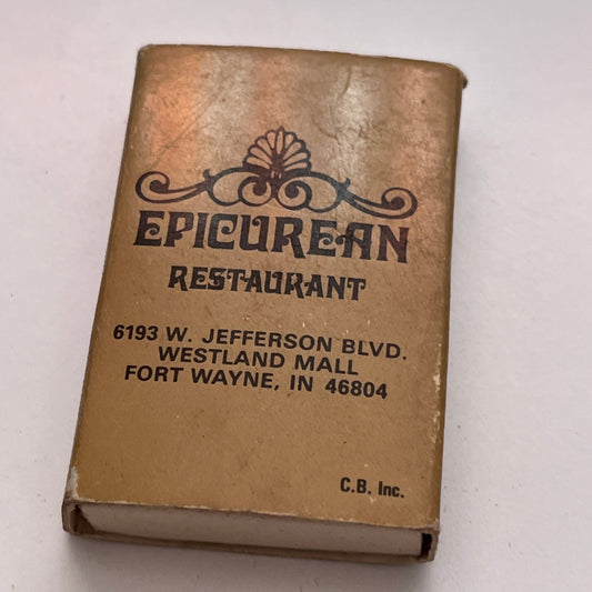 Epicurean Restaurant Fort Wayne Indiana Vintage Matchbox TB6-MB3