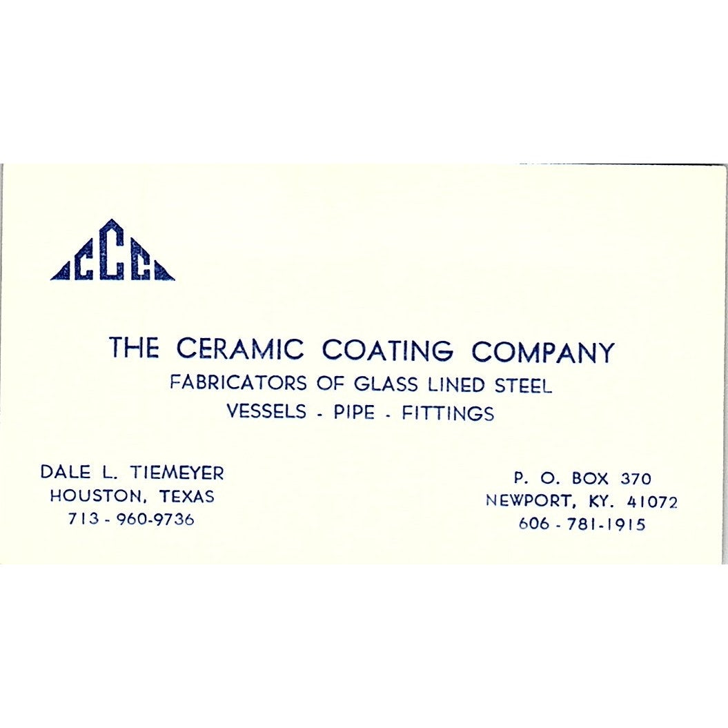 The Ceramic Coating Company Dale L. Tiemeyer Houston TX Business Card SSB4-B12