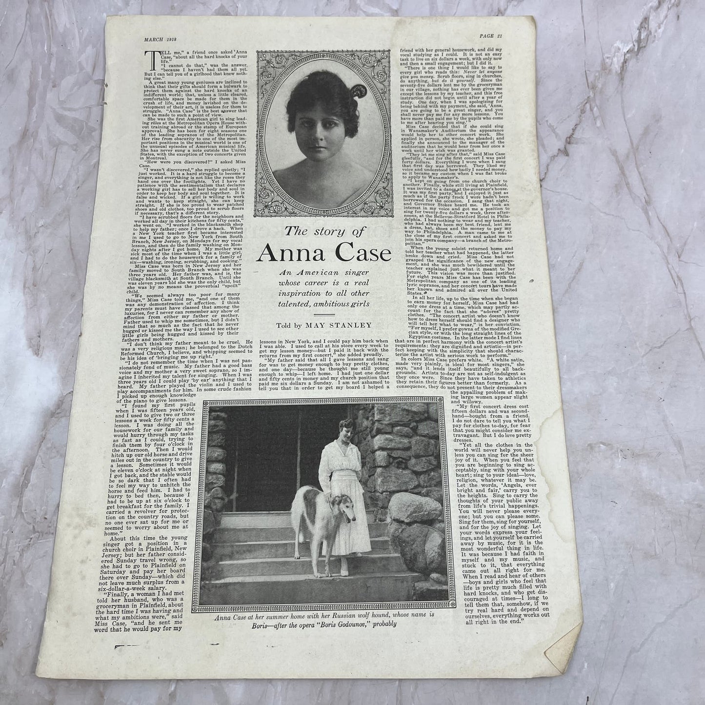The Story of Anna Case American Singer Max Stanley 1918 Magazine Article FL6-10