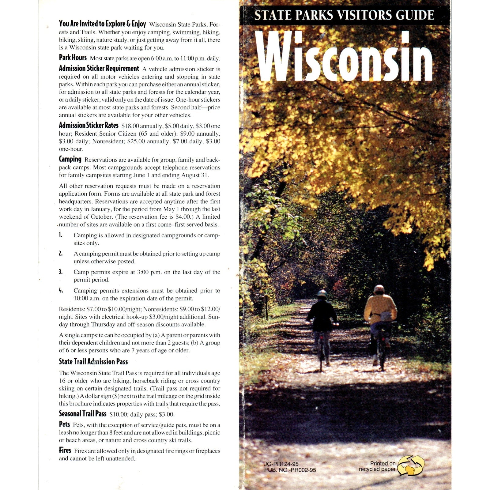 Vintage 1995 Wisconsin State Parks Visitors Guide Map & Travel Brochur ...