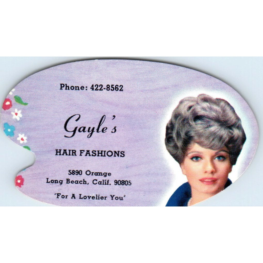 Gayle's Hair Fashions Long Beach CA Vintage Business Card SD8-B12