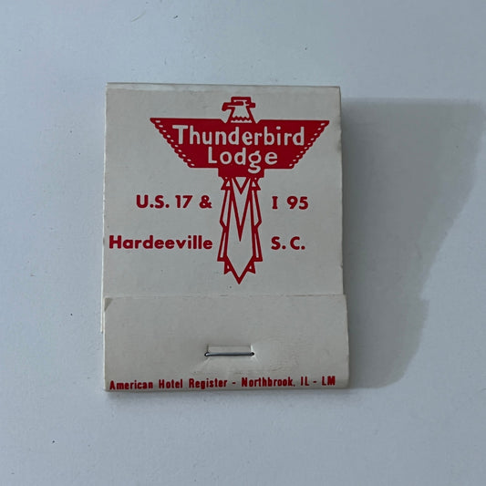 Thunderbird Lodge Hardeeville South Carolina Vintage Matchbook SC4-R7