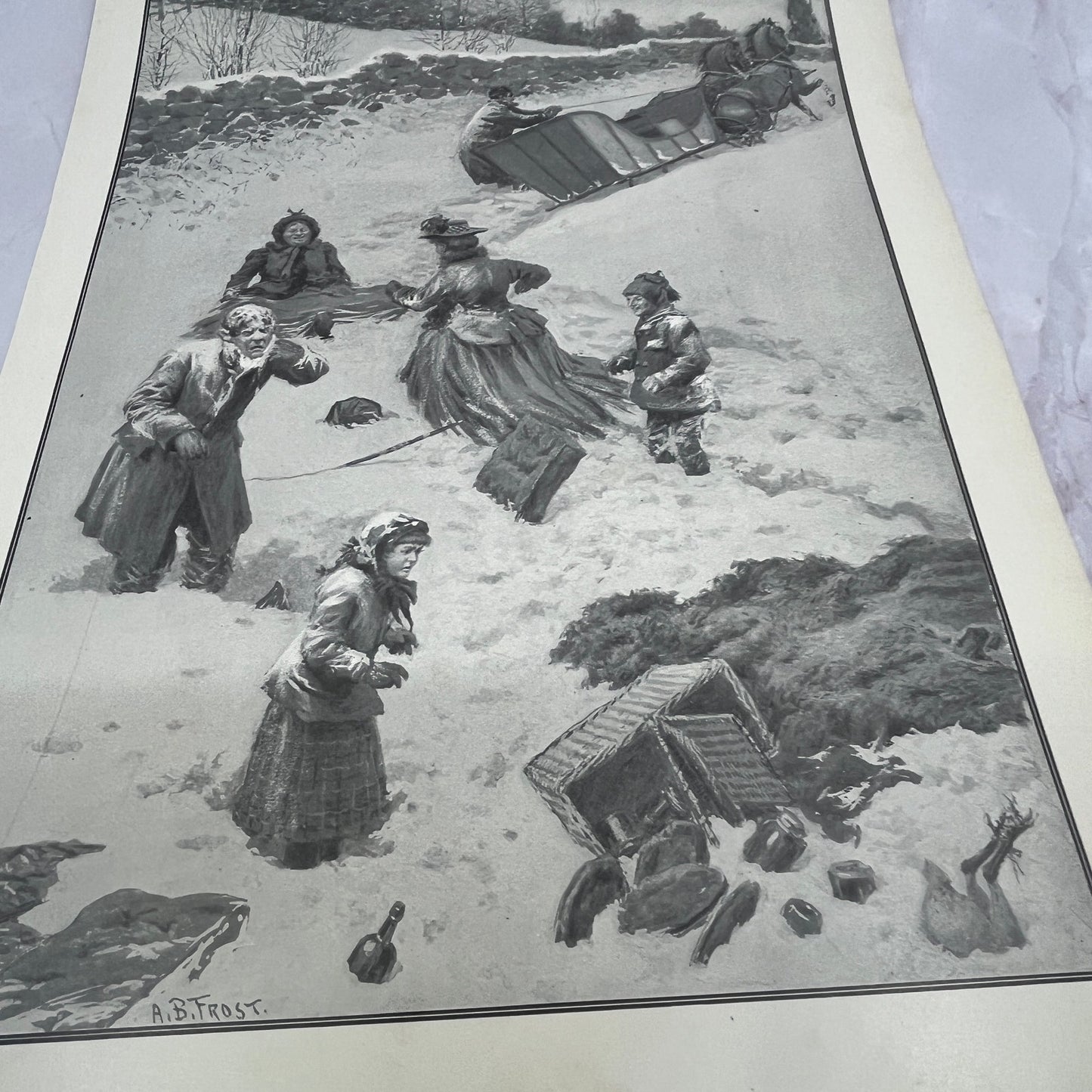 A Bad Spill - Original 1904 A.B. Frost Art Print V14-3