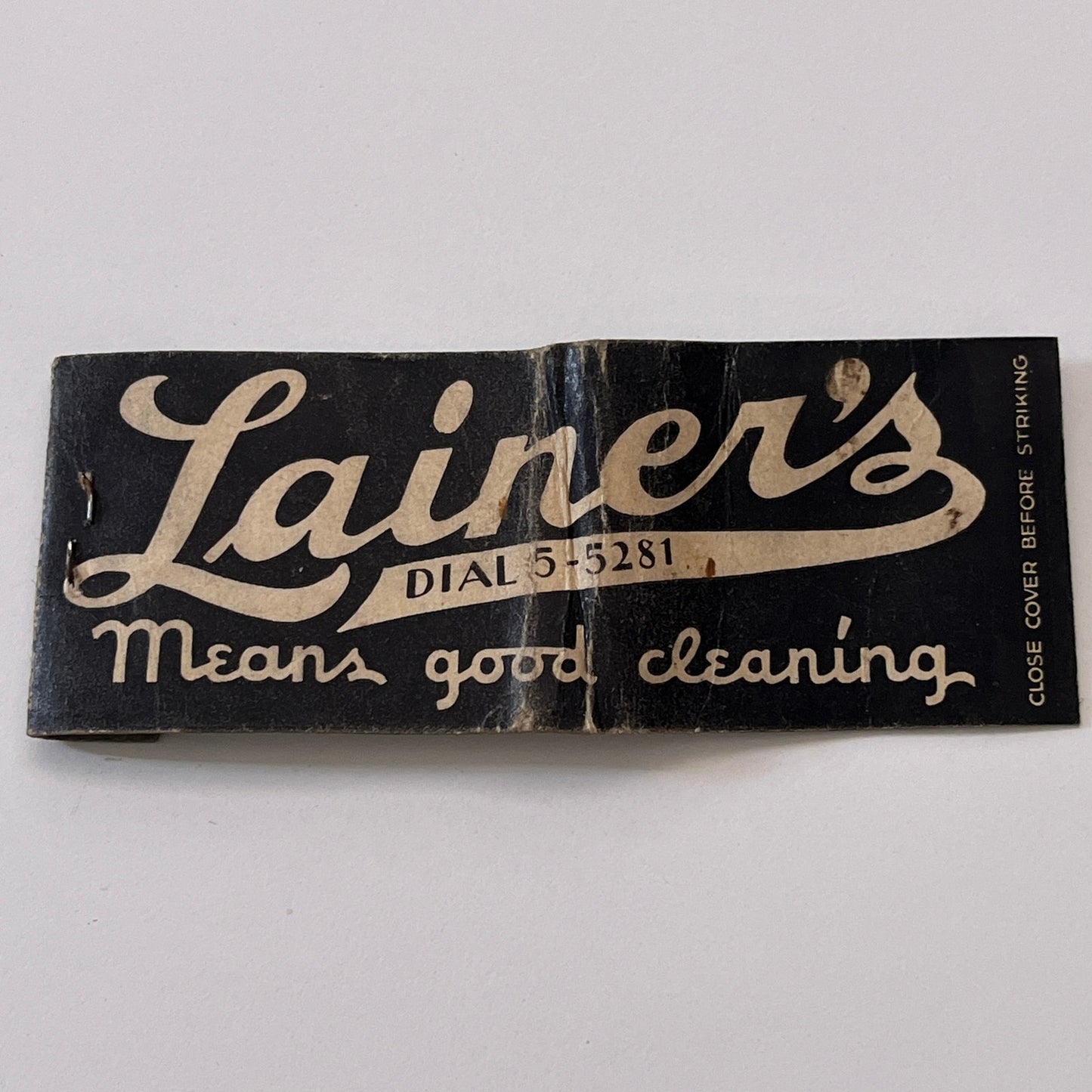 Lainer's Dry Cleaning Worcester MA Vintage Matchbook Cover TB6-MB1-6