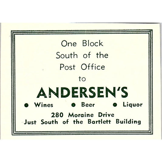 Andersen's Liquors 280 Moraine Drive 1957 Estes Park CO Ad AG4-S10