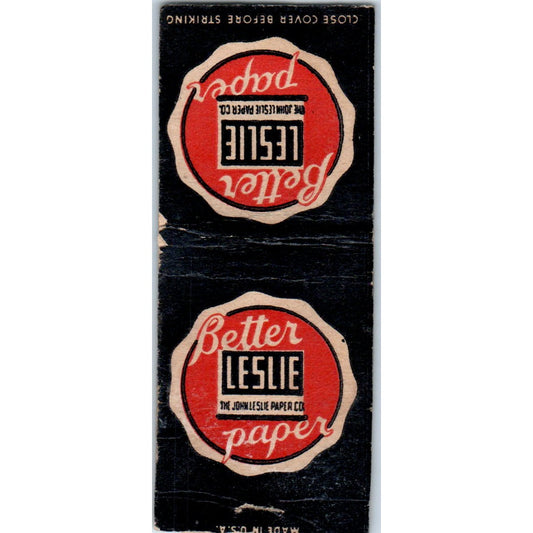 Leslie - The John Leslie Paper Co Vintage Matchbook Cover SD4-Y13