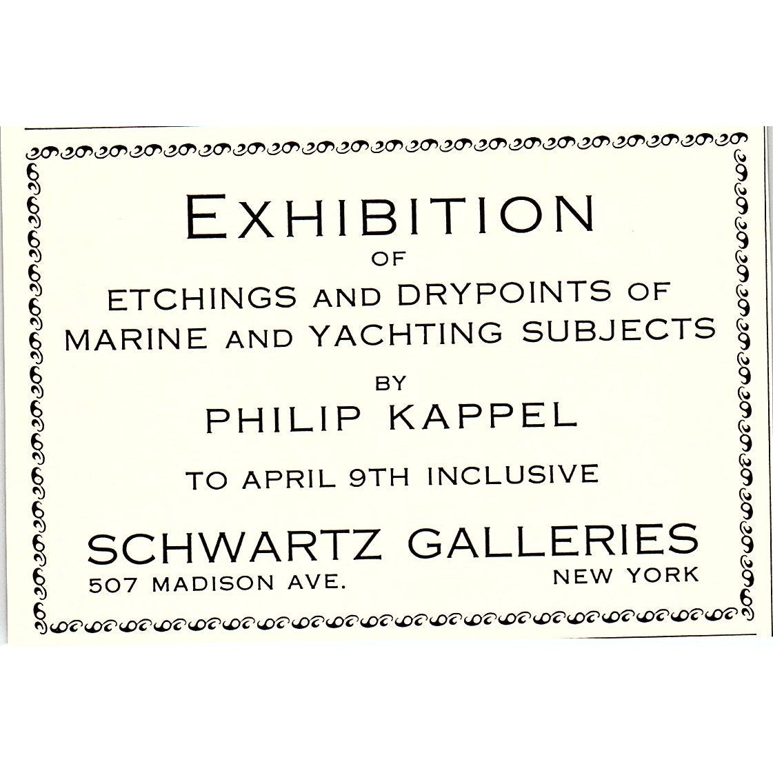 Philip Kappel Exhibition Marine Etchings Schwartz Galleries NY 1932 Ad AG2-M19
