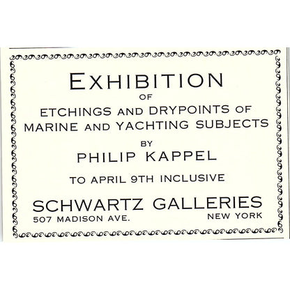Philip Kappel Exhibition Marine Etchings Schwartz Galleries NY 1932 Ad AG2-M19