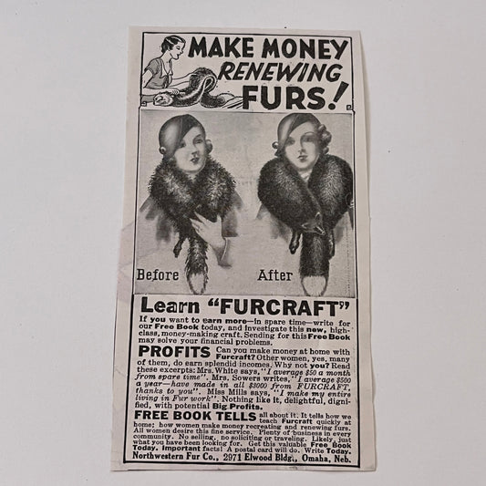 Northwestern Fur Co. Learn Furcraft Omaha NE 1936 Ad SAG4-M4