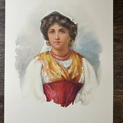 Portrait of a Woman - Giovanni Facciola Lithograph Art Print 9x12 V8