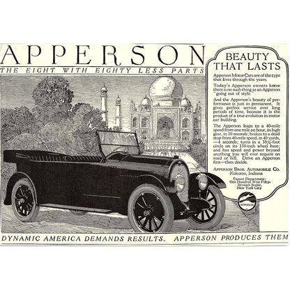 Apperson Bros. Automobile Co Kokomo Indiana c1920 Ad AF8-8