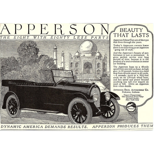 Apperson Bros. Automobile Co Kokomo Indiana c1920 Ad AF8-8