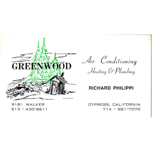 Greenwood Air Conditioning Heating Richard Philippi Cypress Business Card SD4-B1