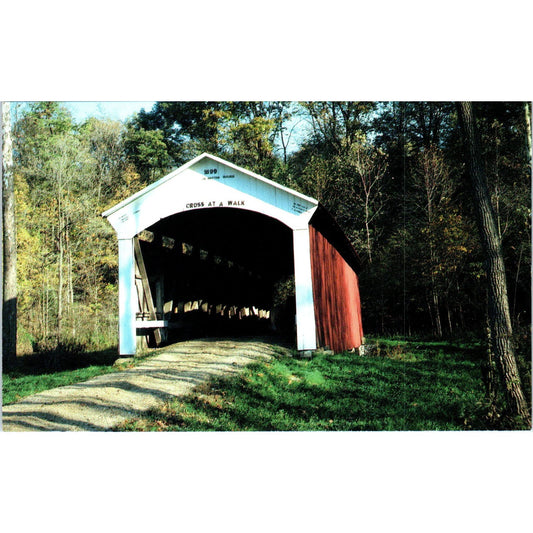 Parke County IN 25 Leatherwood Bridge Vintage Covered Bridge Postcard PD6