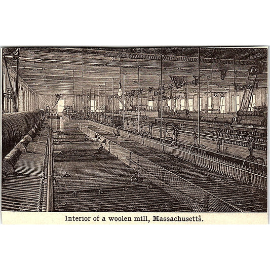 Interior of a Woolen Mill Massachusetts 3x4" 1901 Engraving AF6-M11