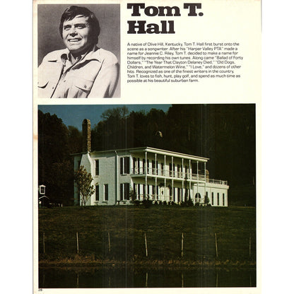 Danny Davis - Tom T. Hall Double Sided Bio & Home 1977 Photo Print AF3-6