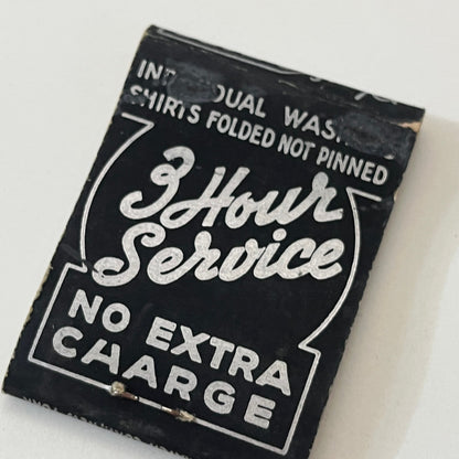 3 Hour Laundry 123 Pearl St Hartford CT Vintage Matchbook Cover TB6-MB1-5