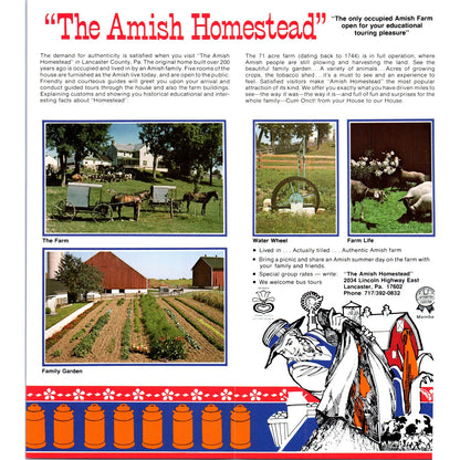 1970s The Amish Homestead Lincoln Highway Lancaster PA Brochure TF4-BB