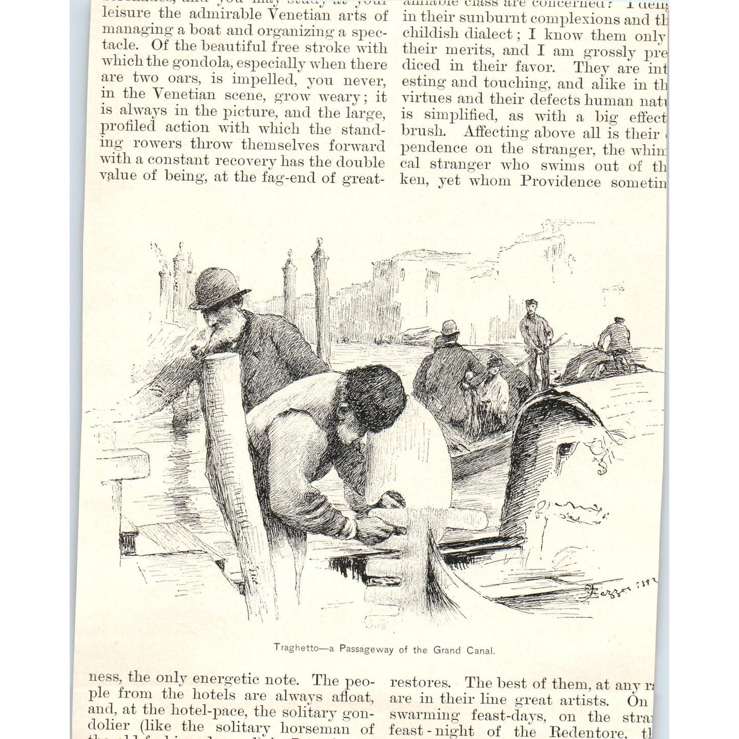 The Bridge of the Rialto Sketch Rezzos 1892 Magazine Print AB6-SM2