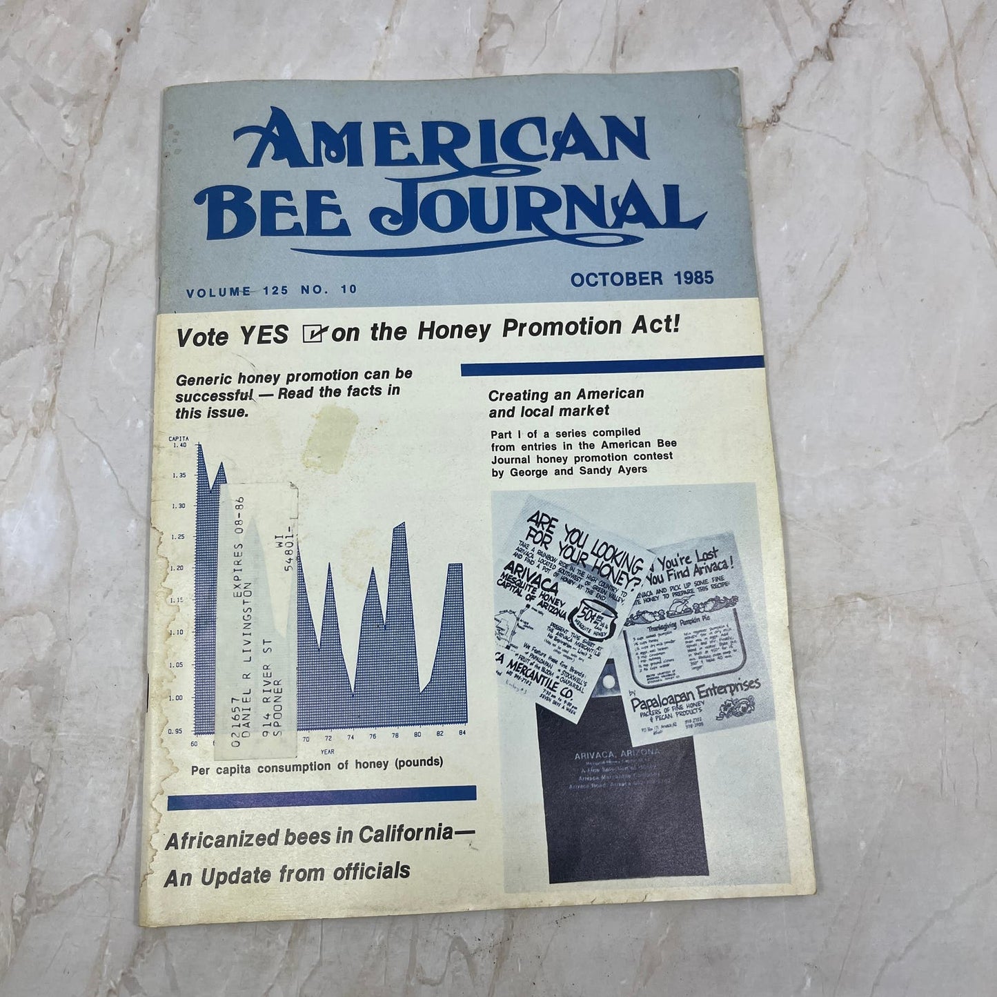 1985 Oct American Bee Journal Magazine Bees Beekeeping Honey M8