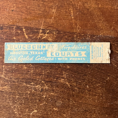 Bluebonnet Courts Houston TX Vintage Miniature Matchbook Cover TH2-Y4