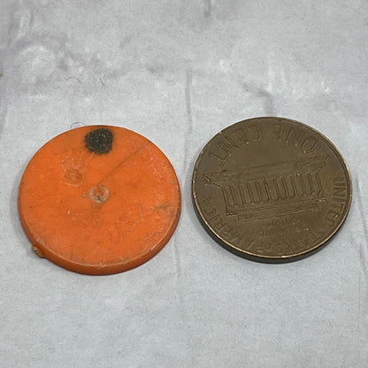 Vtg ORANGE Plastic Advertising Token John Deere Harvester Credit Union Chit SE2