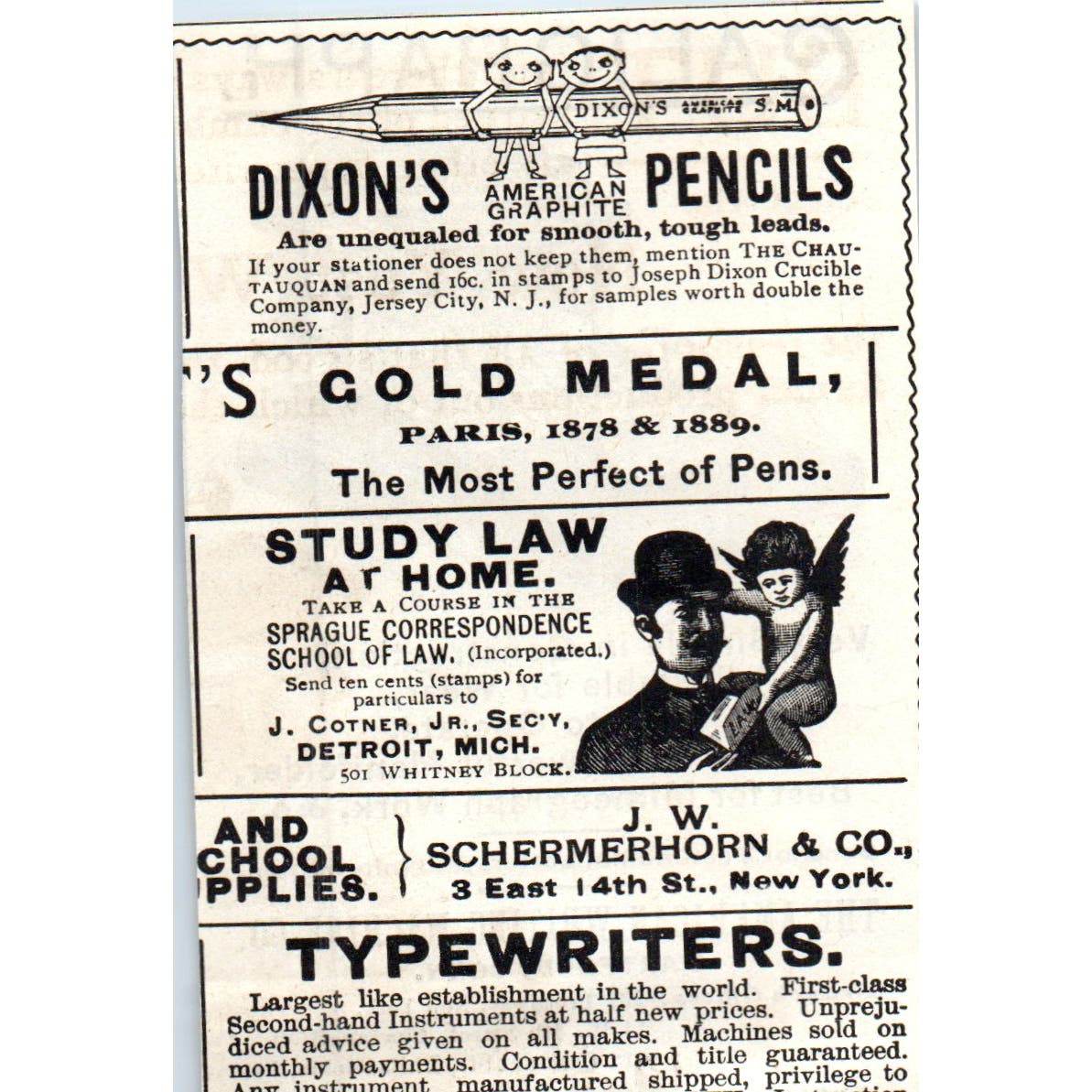 Caligraph American Writing Machine Co Hartford CT c1890 Victorian Ad AE8-CH7