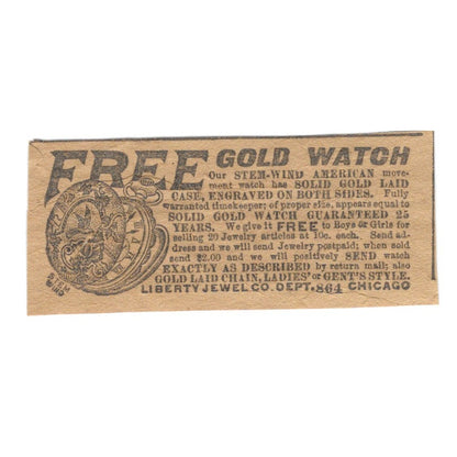 Liberty Jewel Co Pocket Watch Promotion Chicago IL 1906 Original Ad AK6-S11