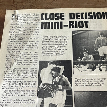 Sammy Goss Vs. Edwin Viruet Boxing Match Recap 2 Pages 1974 Ad AG1-10