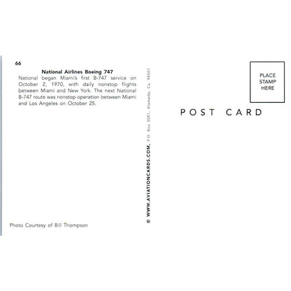 National Airlines Boeing 747 Vintage Postcard TG8-PC