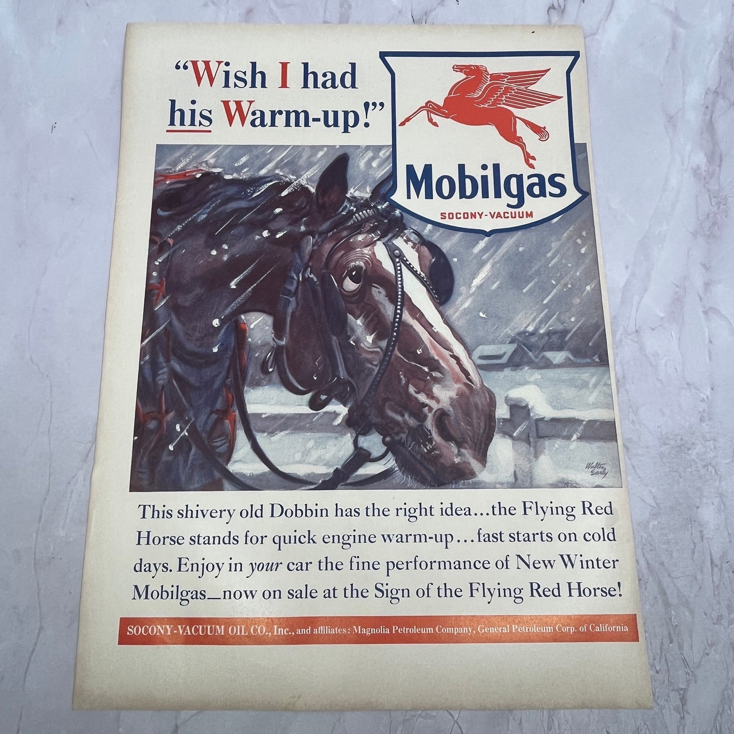 Mobilgas Socony-Vacuum Old Dobbin The Horse Walter Early 1940 Ad V14-8
