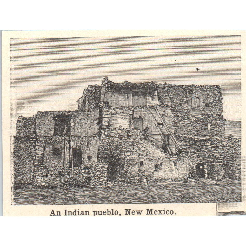 An Indian Pueblo in New Mexico 1901 Engraving AF2-P1