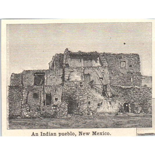 An Indian Pueblo in New Mexico 1901 Engraving AF2-P1