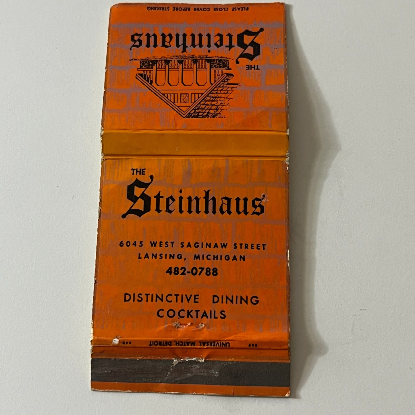 The Steinhaus Restaurant Lansing MI Vintage Matchbook TB6-MB2-11