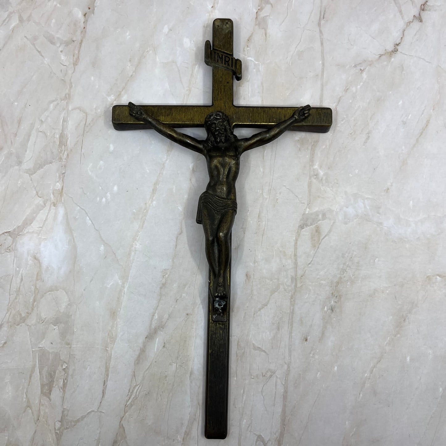 Vintage Lovell Mfg Inc Williams Bay WI Metal Crucifix Jesus Cross 11x6 TD5