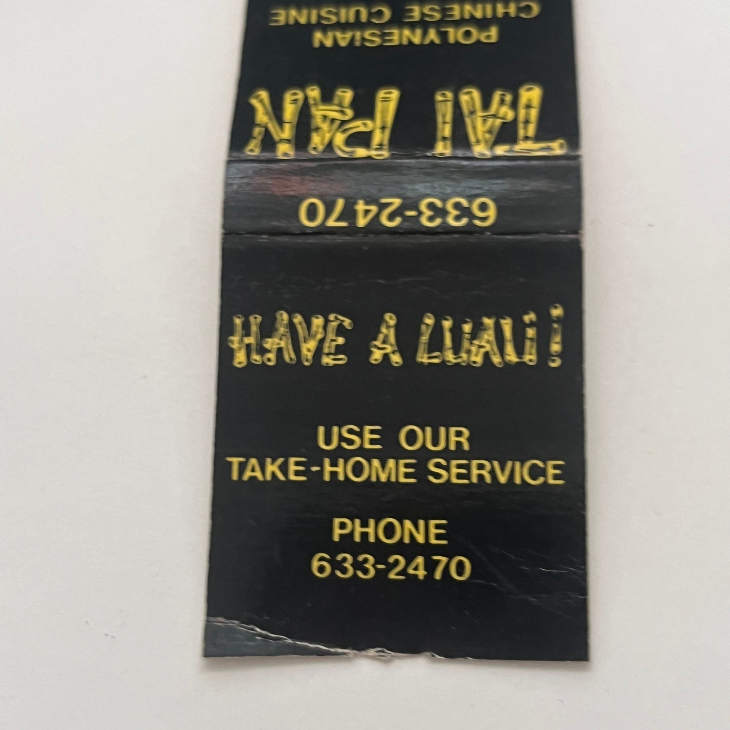 Tai Pan Polynesian Chinese Cuisine Glastonbury CT Matchbook Cover TB8-MB2-2