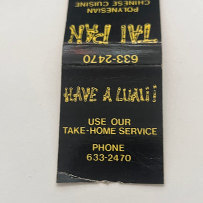 Tai Pan Polynesian Chinese Cuisine Glastonbury CT Matchbook Cover TB8-MB2-2